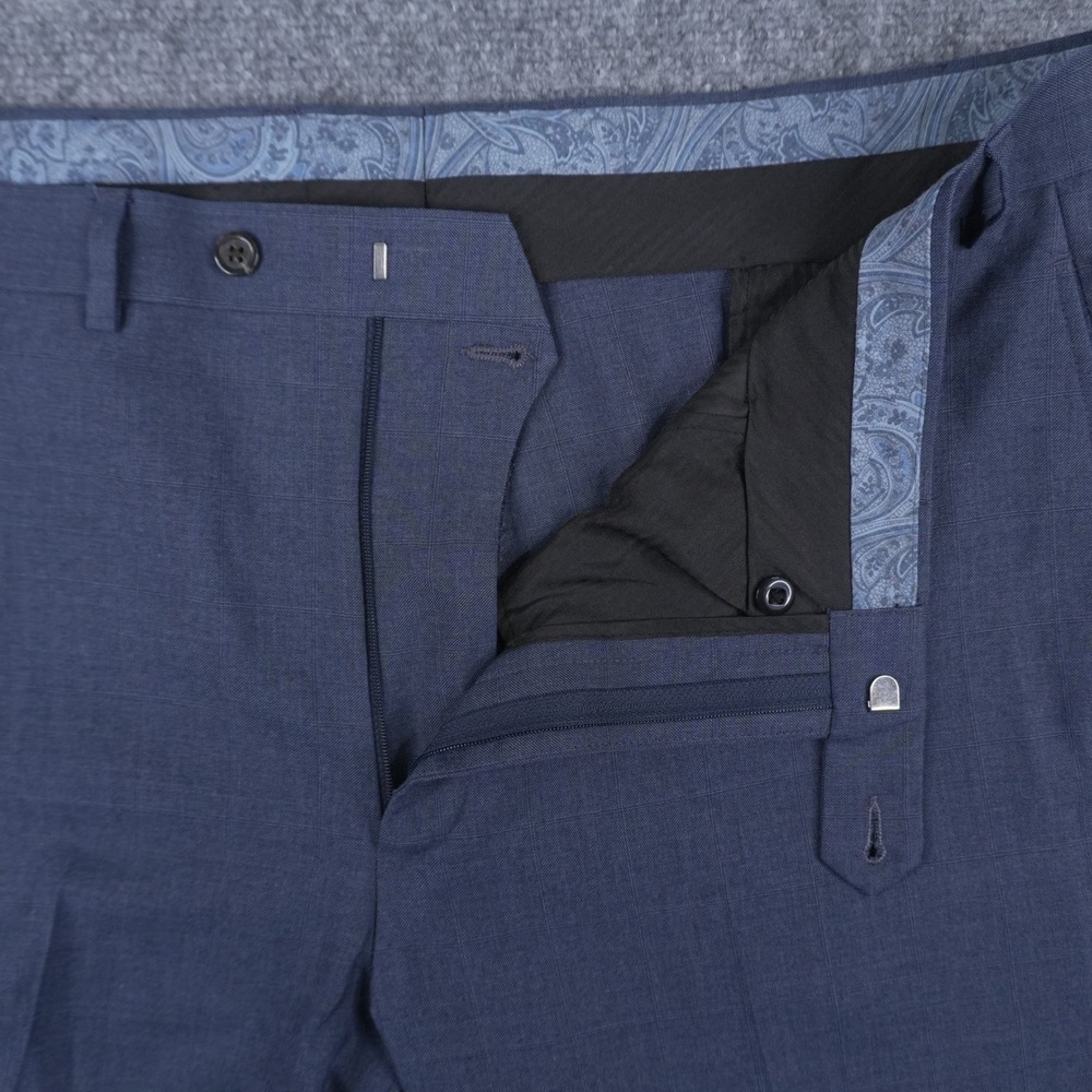 Lauren Ralph Lauren Dress Pants Mens 38x34 Blue‎ Windowpane Check Flat Front - Picture 2 of 11